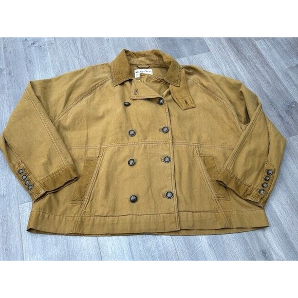 We The Free Viva Surplus Jacket Button Front Long Sleeve Canvas Brown Small NWT - Picture 1 of 11